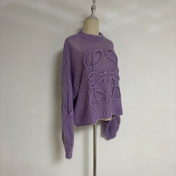 LOEWE Anagram Knit Mohair Blend Sweater (Purple) - Picture 12 of 16